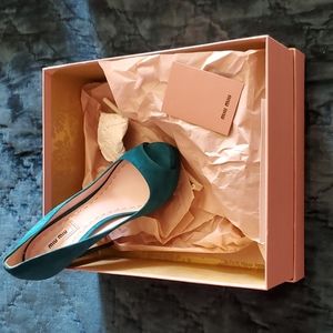Miu Miu turquoise Platform heels
